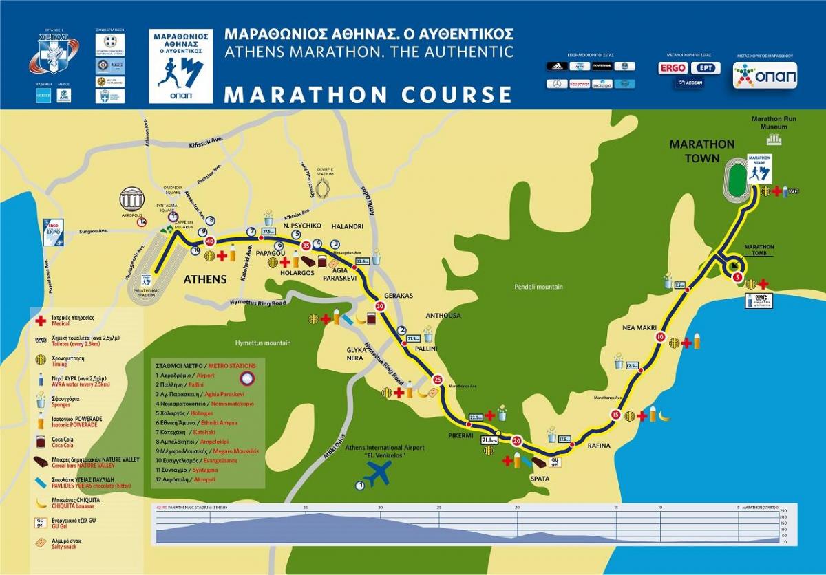 mapa de Atenas maratona