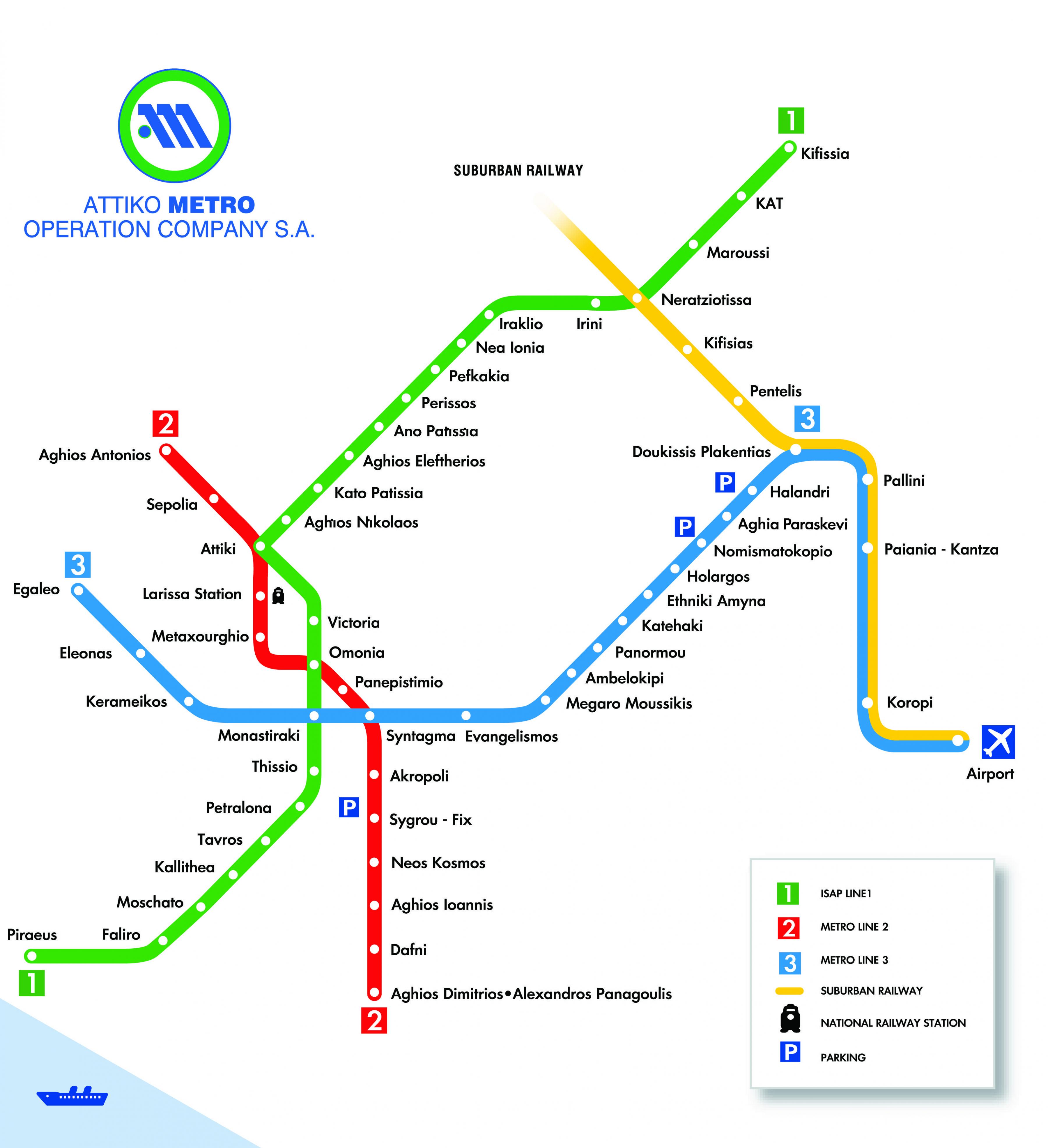 Atenas Estação De Metro Mapa 