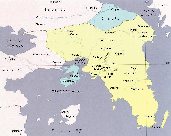 ática mapa de Atenas