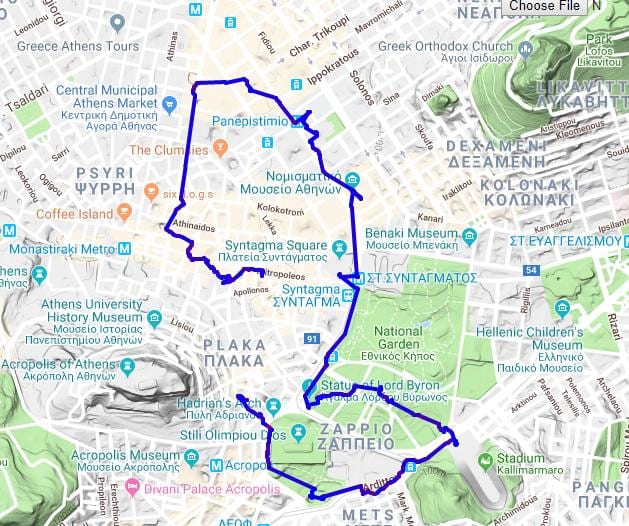 Atenas, grécia passeio a pé mapa