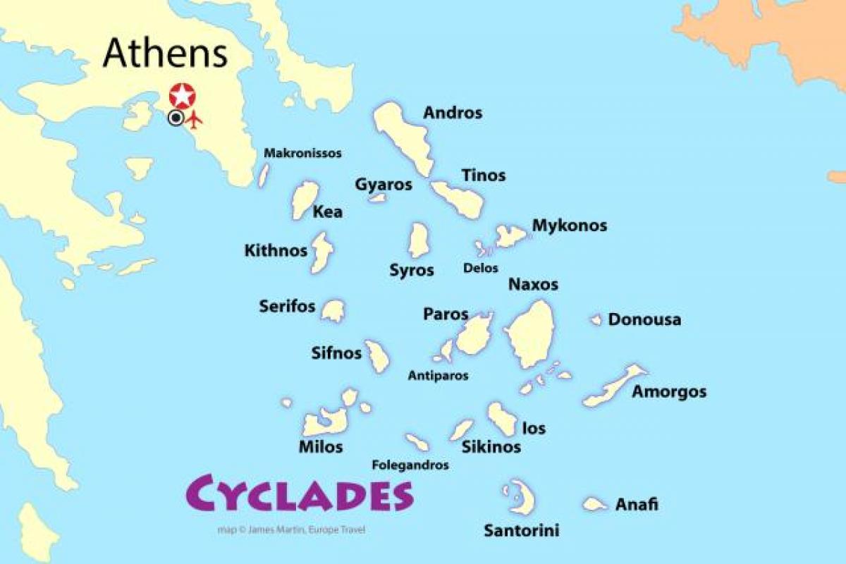 ilhas gregas, perto de Atenas mapa