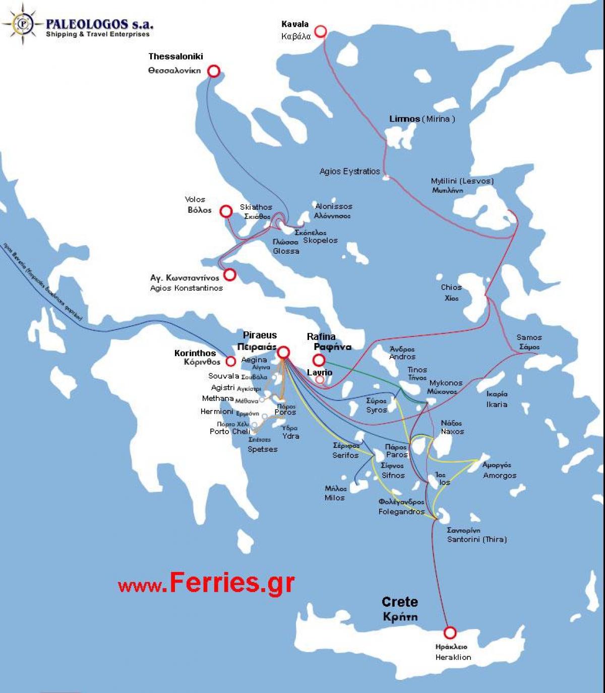 mapa de Atenas ferry