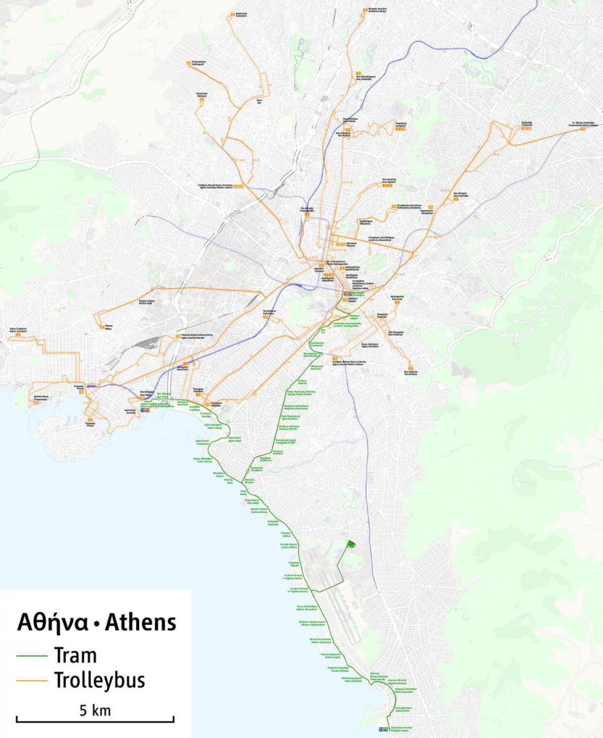 Atenas trólebus mapa de rotas