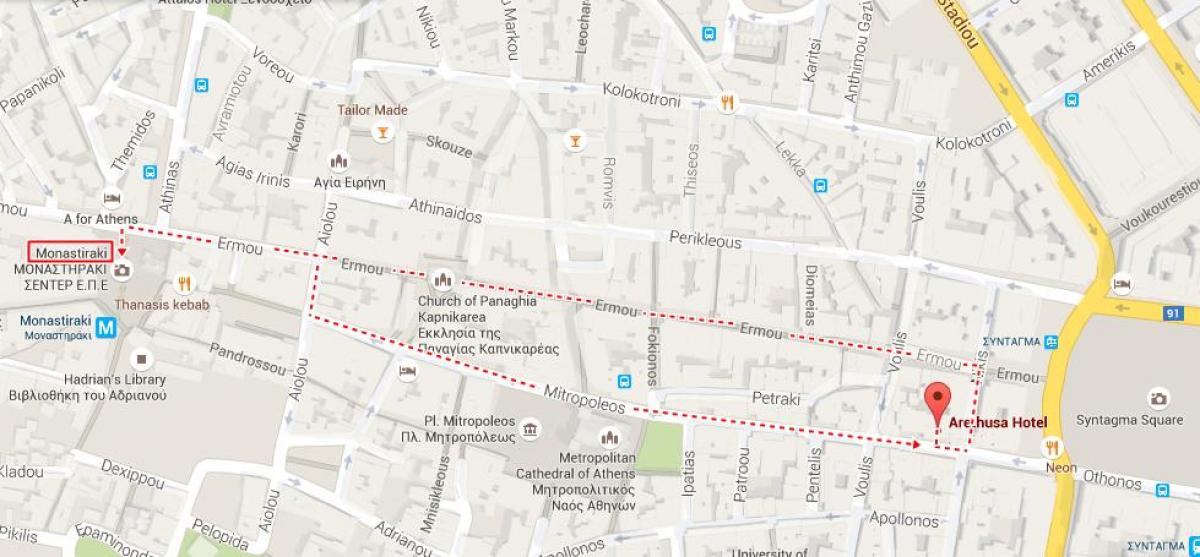 mapa de ermou street Atenas
