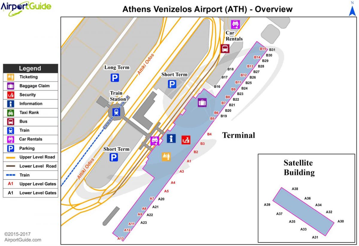 O aeroporto de atenas, portão mapa