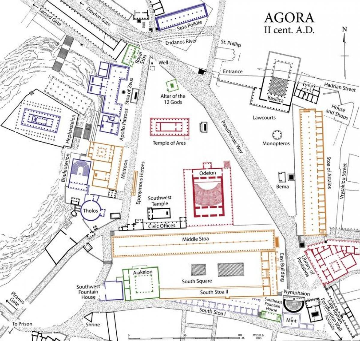 mapa da ágora de Atenas