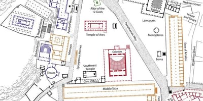 Mapa da ágora de Atenas