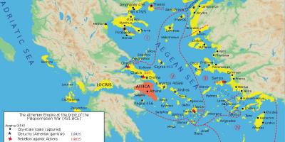 A antiga cidade de Atenas mapa