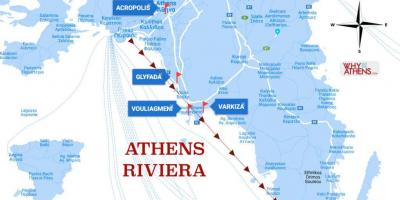 Mapa da riviera de Atenas