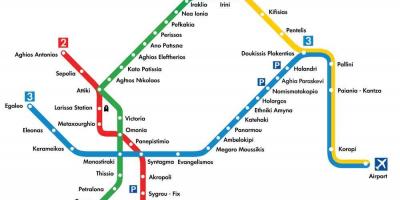 Mapa de aeroporto em Atenas a um metro