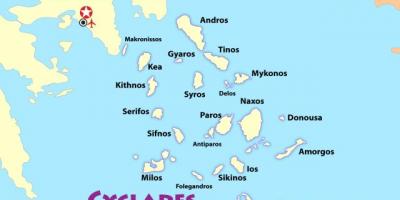 Ilhas gregas, perto de Atenas mapa