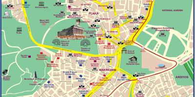 Mapa turístico de Atenas, grécia