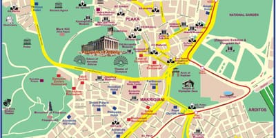 Mapa de Atenas ruínas