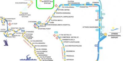 Mapa de liosion estação de autocarro Atenas 