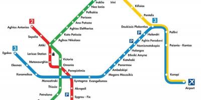 Metro de atenas mapa de 2016